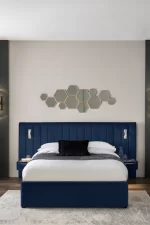 Splash Upholstered Ottoman Bed with Bedside Tables and Built-In Lights