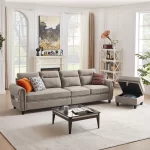 Splash 4-Seater L-Shaped Reversible Sectional Sofa with Storage Ottoman