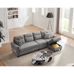 Splash 4-Seater L-Shaped Reversible Sectional Sofa with Storage Ottoman