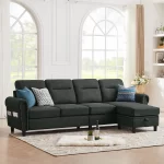 Splash 4-Seater L-Shaped Reversible Sectional Sofa with Storage Ottoman
