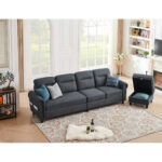 Splash 4-Seater L-Shaped Reversible Sectional Sofa with Storage Ottoman