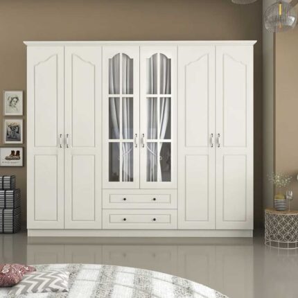 Kivona Bozeman 6-Door Wardrobe with Drawer Storage