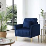 Kivona Channel Tufting Velvet Upholstered Accent Chair