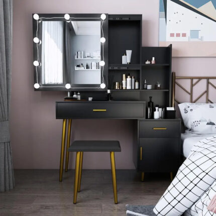 Kivona Dressing Table Set with Drawers and Mirror