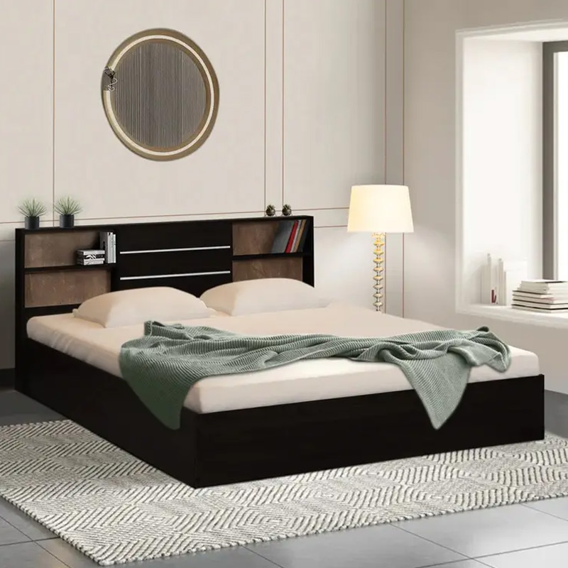 Stylish Engineered Wood Bed with Storage Headboard Stylish Engineered Wood Bed with Storage Headboard
