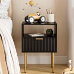 Kivona Fluted Nightstand with Gold Legs