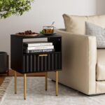 Kivona Fluted Nightstand with Gold Legs