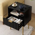 Kivona Fluted Nightstand with Gold Legs