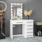 Splash Modern Lighted Makeup Table with Mirror