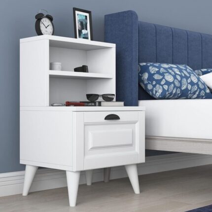 Kivona Unique Design Nightstand with Open Shelves