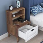 Kivona Unique Design Nightstand with Open Shelves