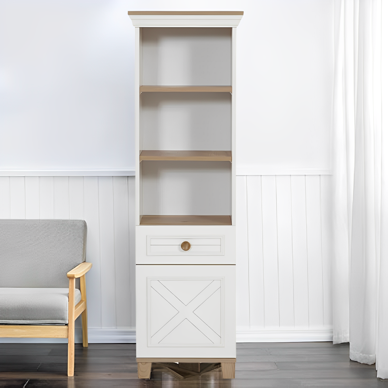 Kivona Atlas Bookcase in Ivory & Oak Kivona Atlas Bookcase in Ivory & Oak