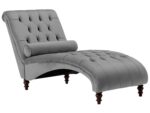 Kivona Muret Light Grey Velvet Chaise Lounge