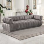 Kivona Vertical Channel Design Quebec Velvet Upholstered Sofa