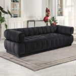 Kivona Vertical Channel Design Quebec Velvet Upholstered Sofa