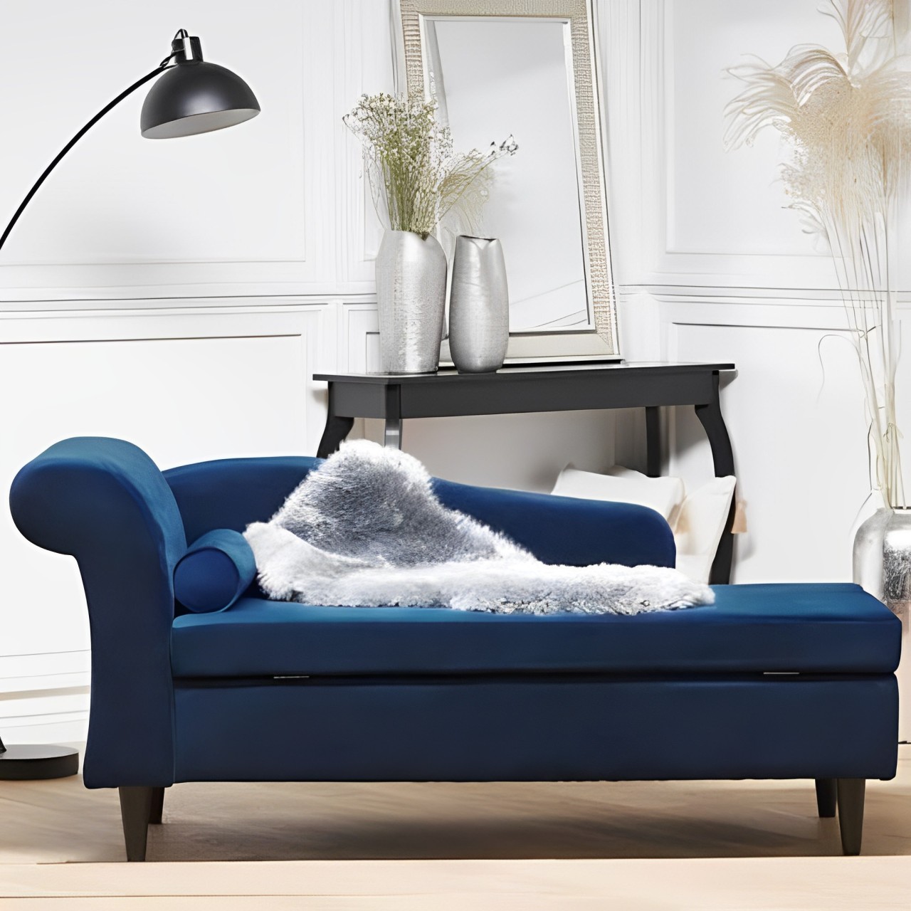 Classic Velvet Chaise Lounge with Storage Classic Velvet Chaise Lounge with Storage