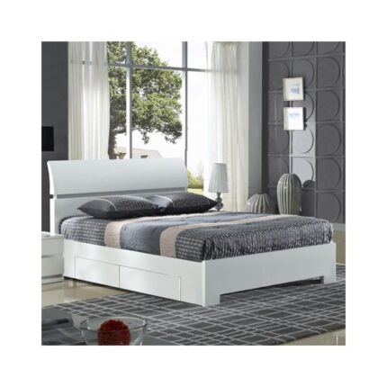 Widney White High Gloss King Storage Bed with 4 Drawers