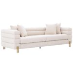 Kivona York Cream Boucle Sofa with Brushed Brass Accents
