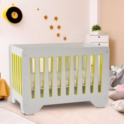 Kivona Baby Crib with Side Railing in Yellow