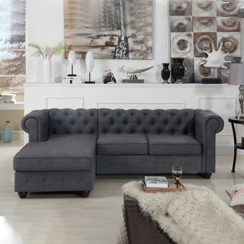 Kivona Fabric-Upholstered Alderwood Sectional Sofa Kivona Fabric-Upholstered Alderwood Sectional Sofa