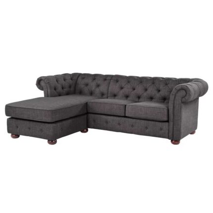 Kivona Fabric-Upholstered Alderwood Sectional Sofa