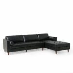 Kivona Sleek Leather Sofa with Attached Chaise