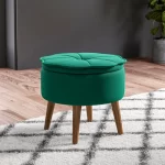 Kivona Velvet Tufted Round Ottoman