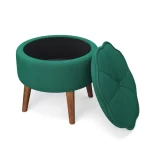 Kivona Velvet Tufted Round Ottoman