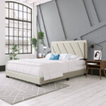 Kivona Modern Wingback Bed with Geometric Headboard