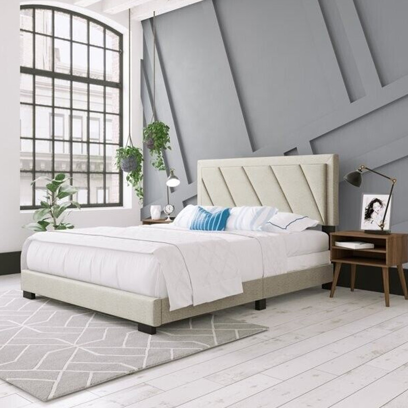 Kivona Modern Wingback Bed with Geometric Headboard Kivona Modern Wingback Bed with Geometric Headboard