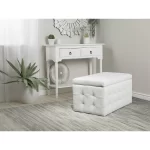 Kivona Roseleaf Faux Leather Tufted Ottoman