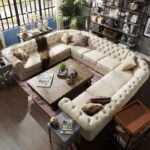 Kivona U-Shaped Scroll Arm Chesterfield Sofa