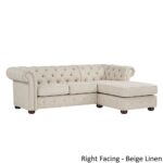 Kivona Modern Chesterfield Sofa with Tufted Scroll Arms