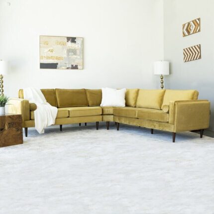 Kivona Plush Velvet Symmetrical Corner Sofa Set