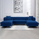 Kivona U-Shaped Sofa with Velvet Upholstery