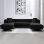 Kivona U-Shaped Sofa with Velvet Upholstery