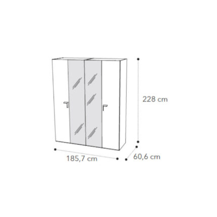 KIVONA Elegance White Gloss & Gold 4-Door Wardrobe