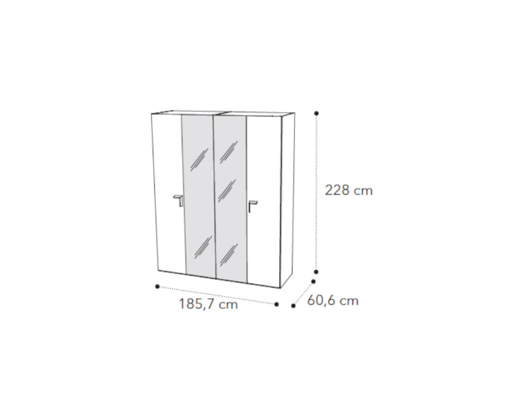 KIVONA Elegance White Gloss & Gold 4-Door Wardrobe
