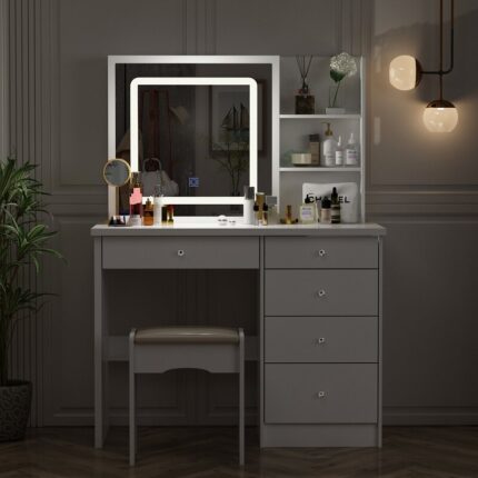 Kivona white Dressing Table with Mirror