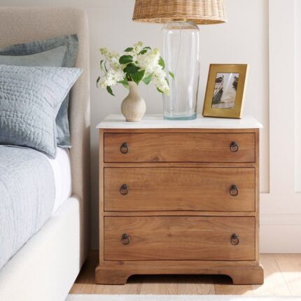 Kivona Lucia Marble-Top Nightstand